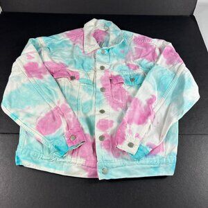 Levi's Pride Use Your Voice Jean Jacket Extra Small White Colorful Tye Dye Denim